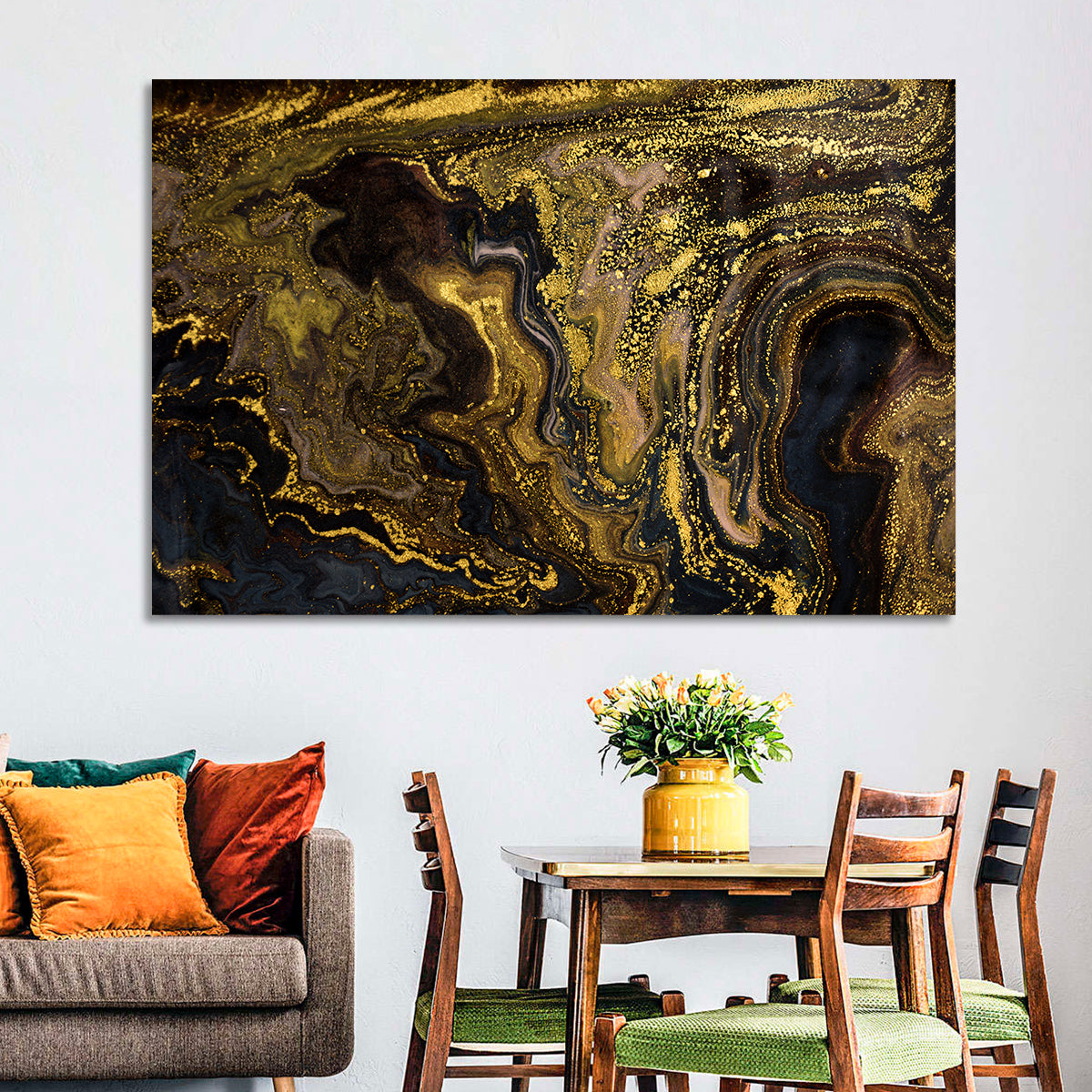 Black Gold Abstract Pattern Wall Art