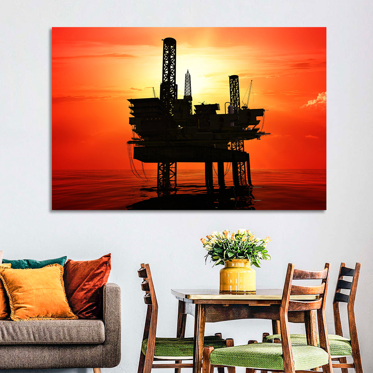 Oil Rig Silhouette Wall Art