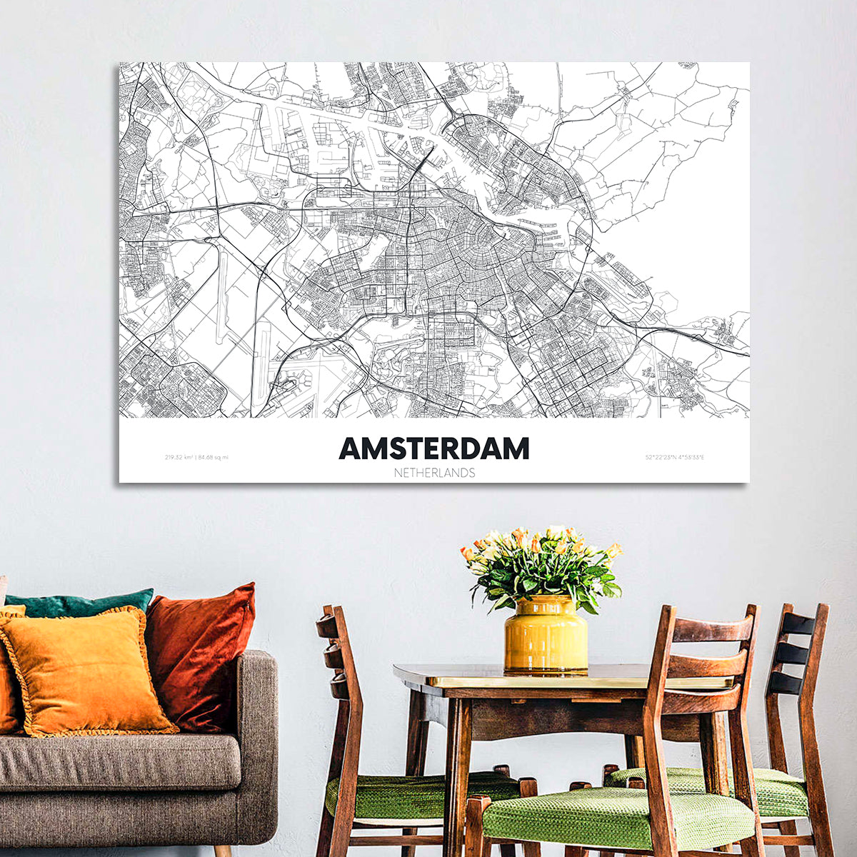 Amsterdam City Map Wall Art