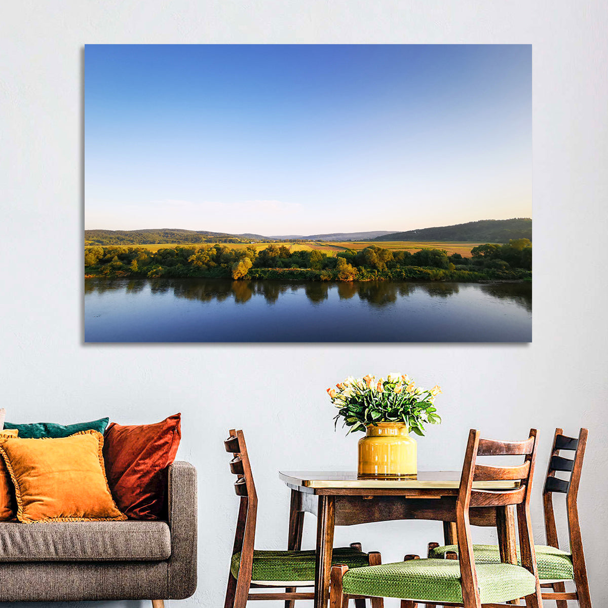 Peaceful River Sunset Wall Art