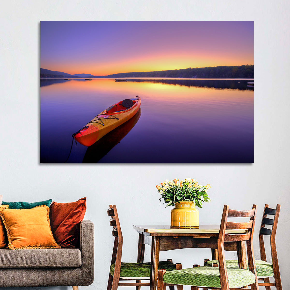 Boat in Lake Wall Art