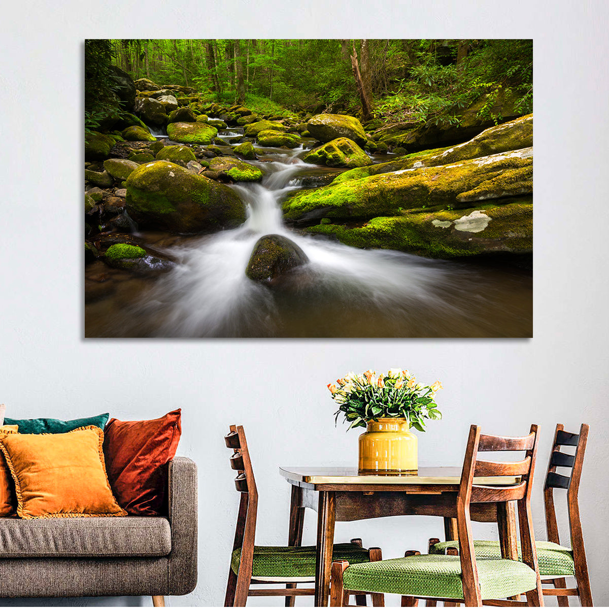Green Forest Stream Wall Art
