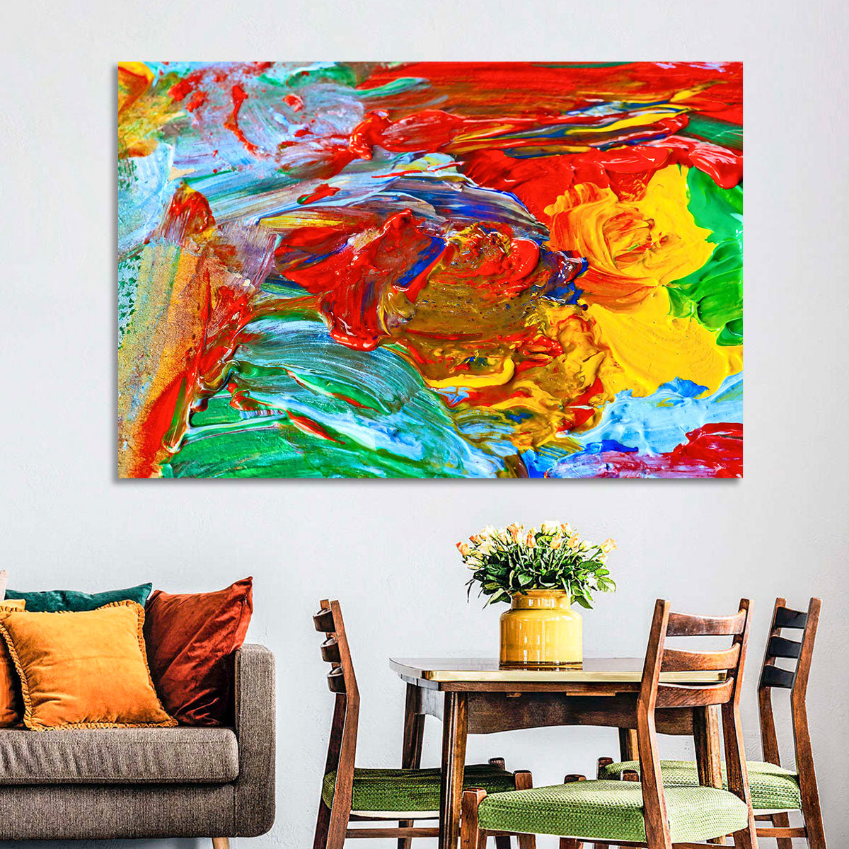 Random Colors Brush Abstract Wall Art