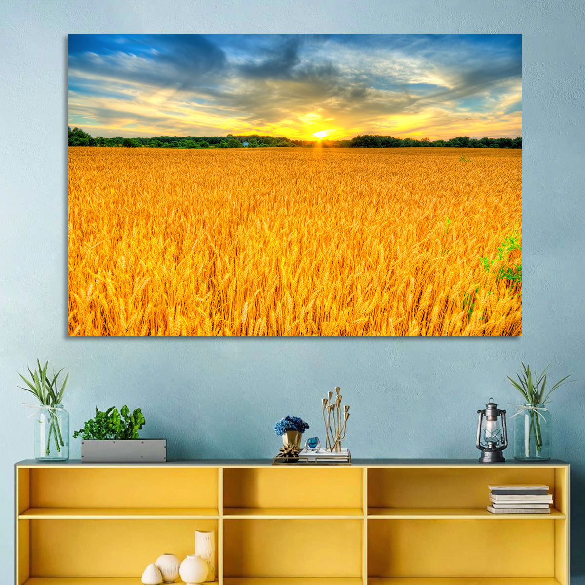 Wheat Field Sunset Wall Art