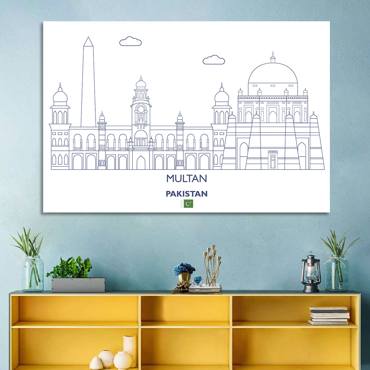 Multan City Skyline Wall Art