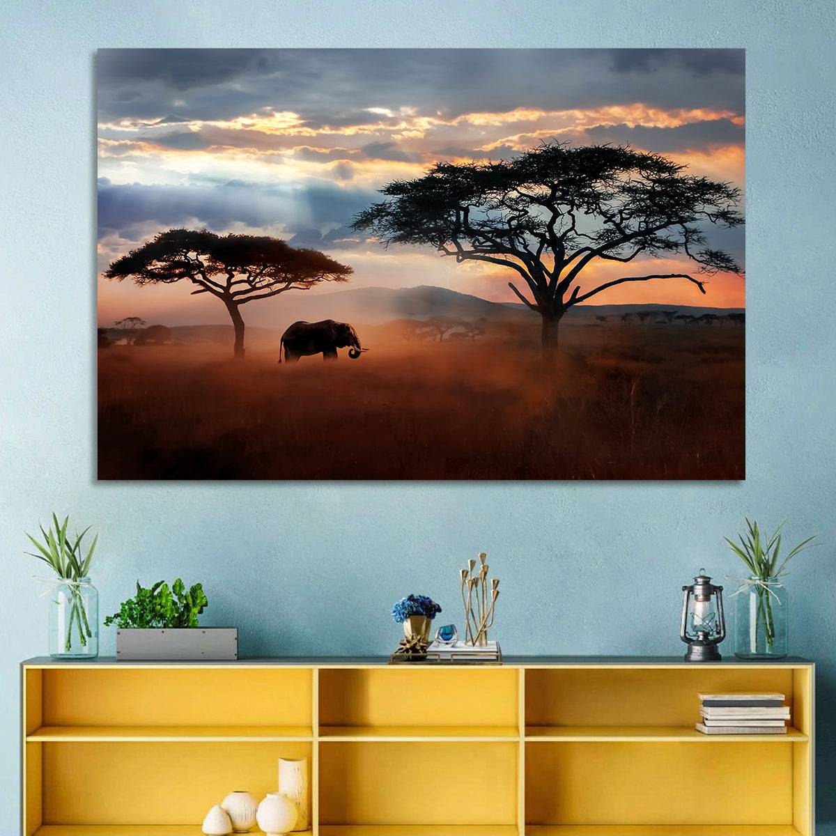 Elephant & African Landscape Wall Art