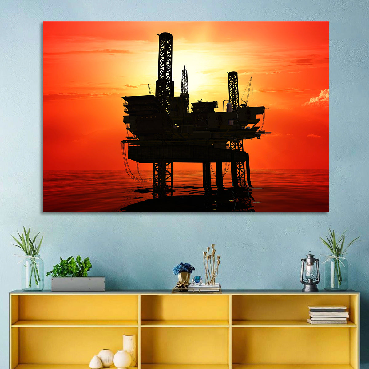 Oil Rig Silhouette Wall Art