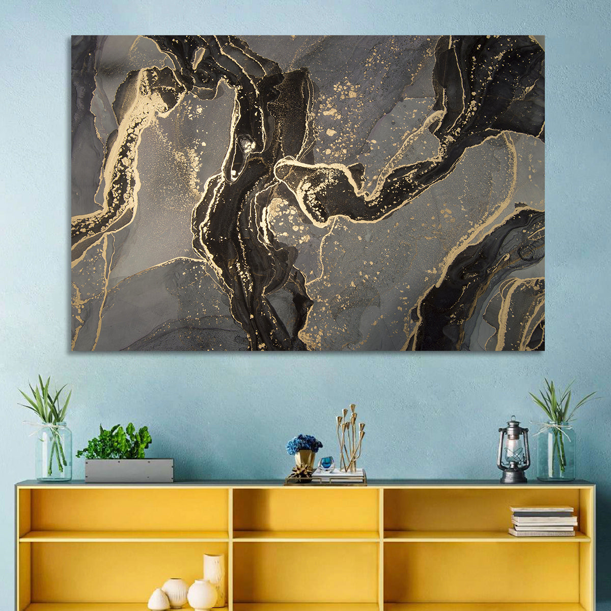 Luxury Black Gold Abstract Wall Art