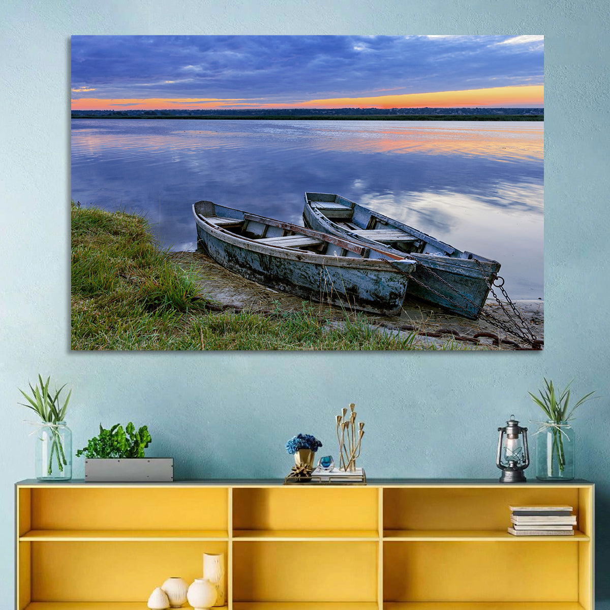 Parked Wooden Boats Wall Art