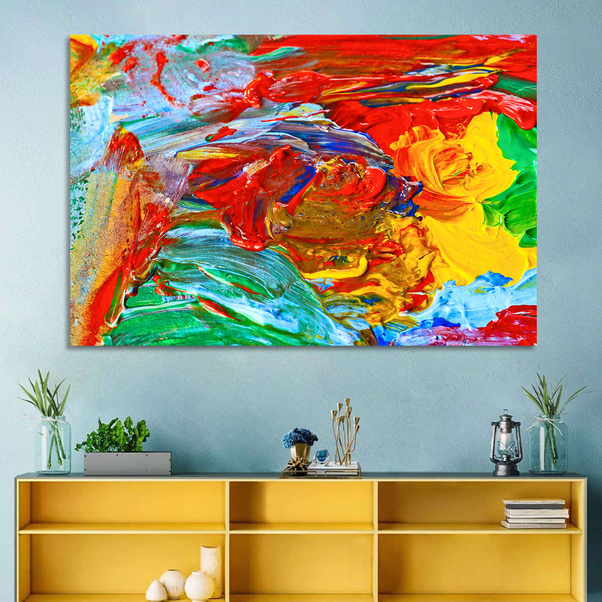 Random Colors Brush Abstract Wall Art