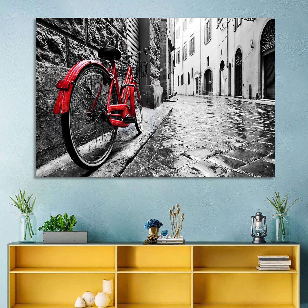 Retro Bicycle in Street Wall Art