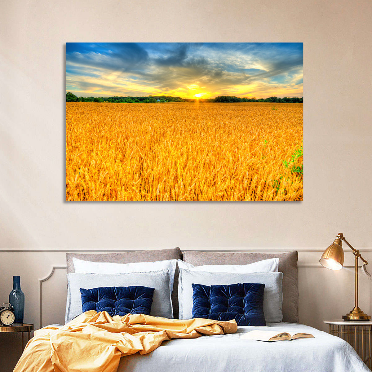 Wheat Field Sunset Wall Art