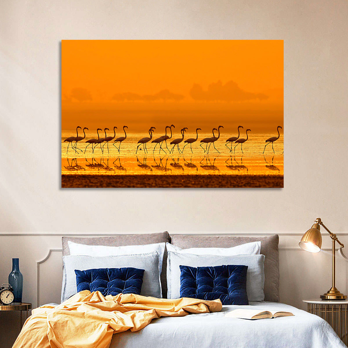 Lined Up Flamingos Wall Art