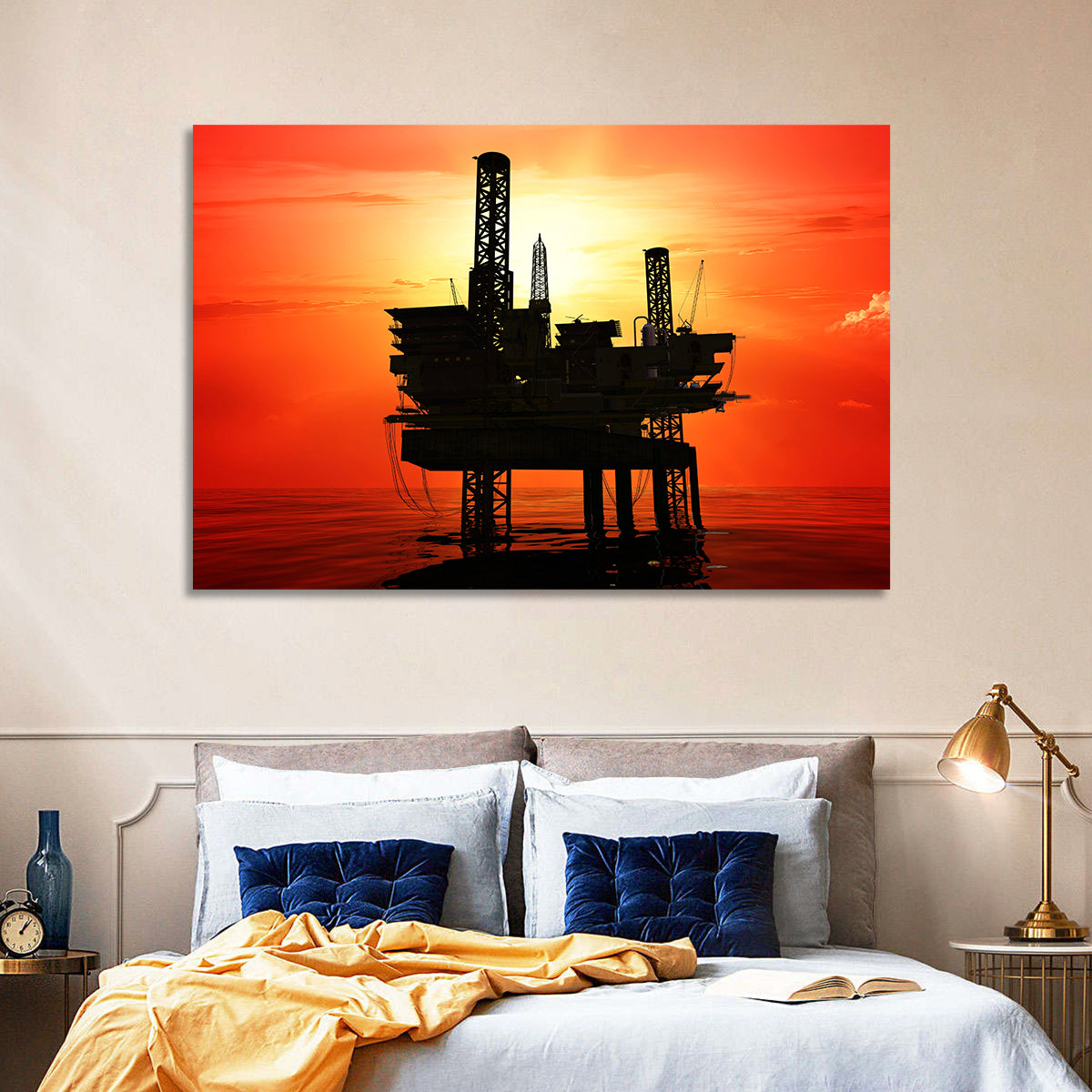 Oil Rig Silhouette Wall Art
