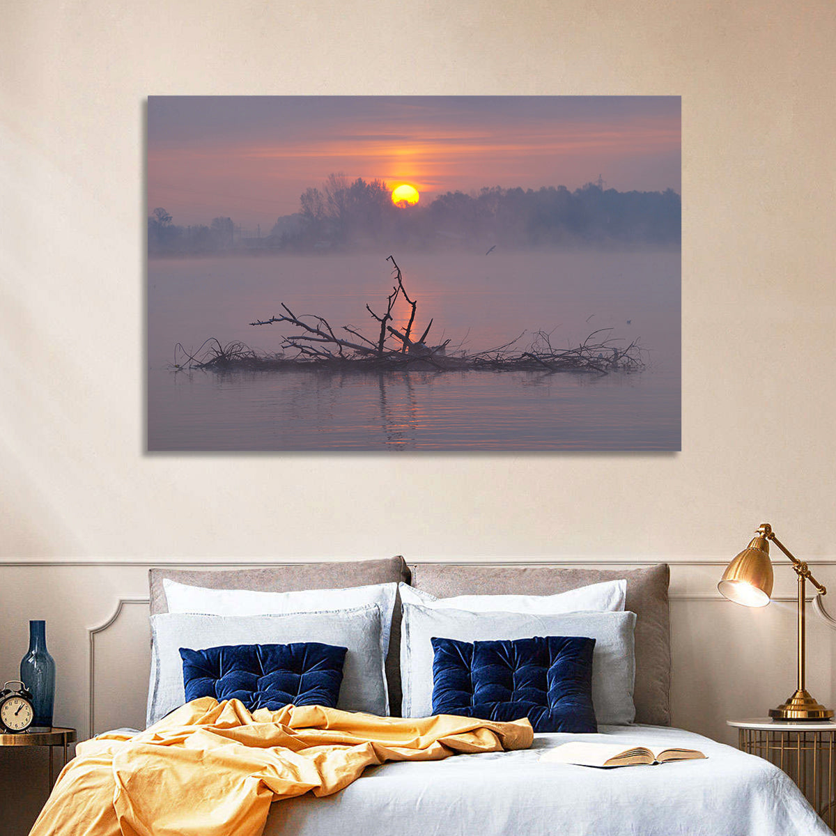 Misty Lake Sunrise Wall Art