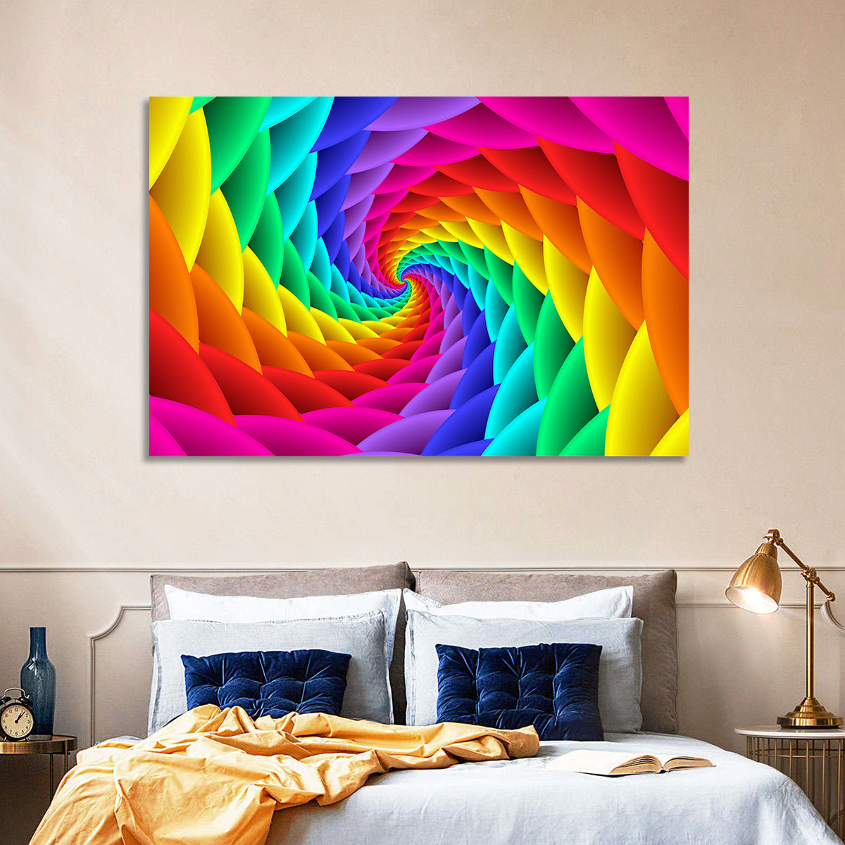 Spiral Rainbow Tunnel Wall Art