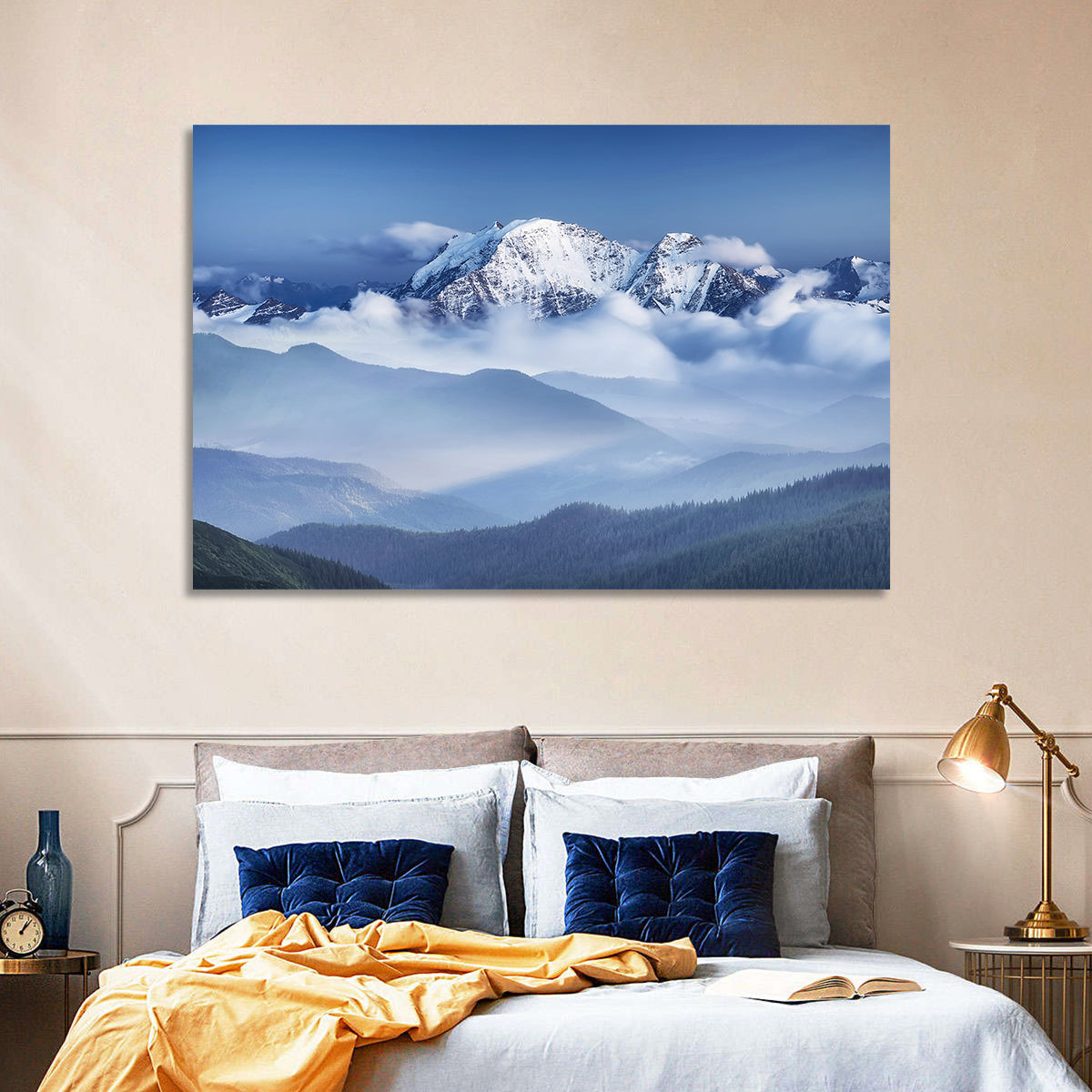 Snowy Mountain Clouds Wall Art