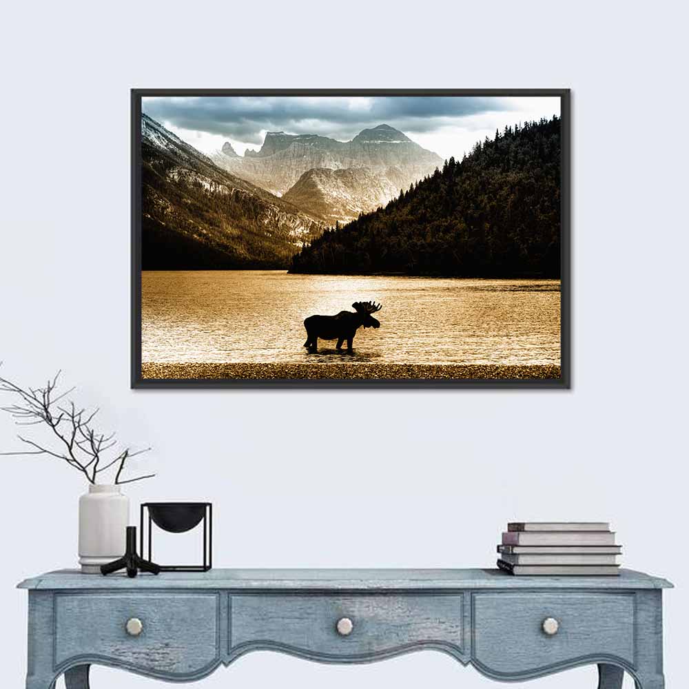 Moose In Waterton Lake Wall Art