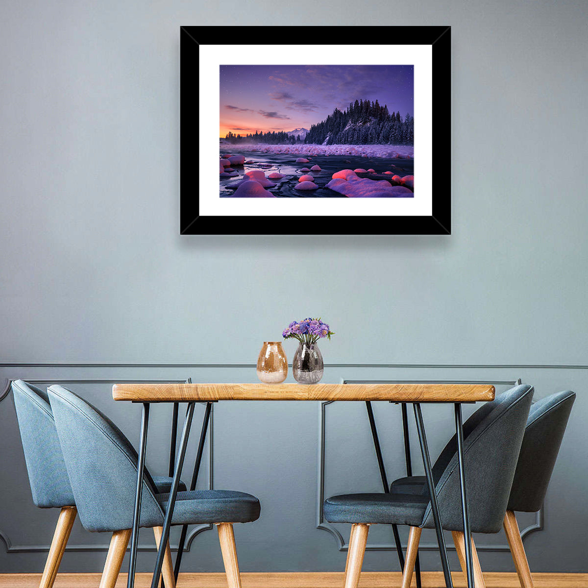 Snowy Trees Winter Night Wall Art