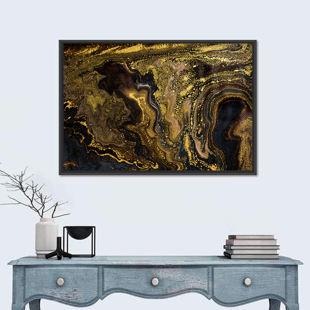 Black Gold Abstract Pattern Wall Art