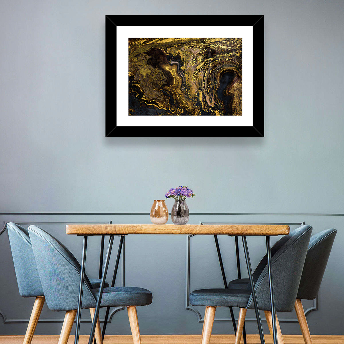Black Gold Abstract Pattern Wall Art