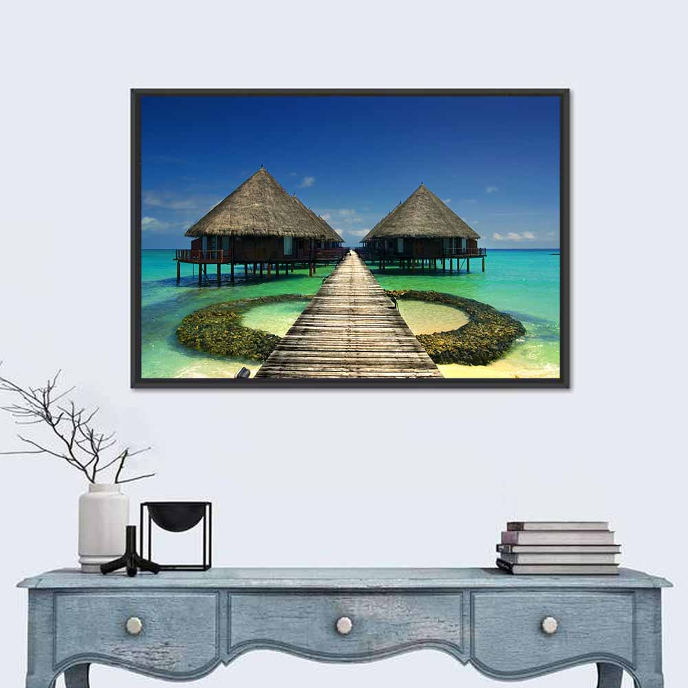 Maldives Tourists Huts Wall Art