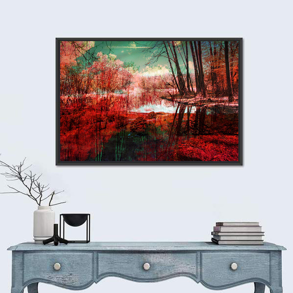 Red Autumn Forest Wall Art