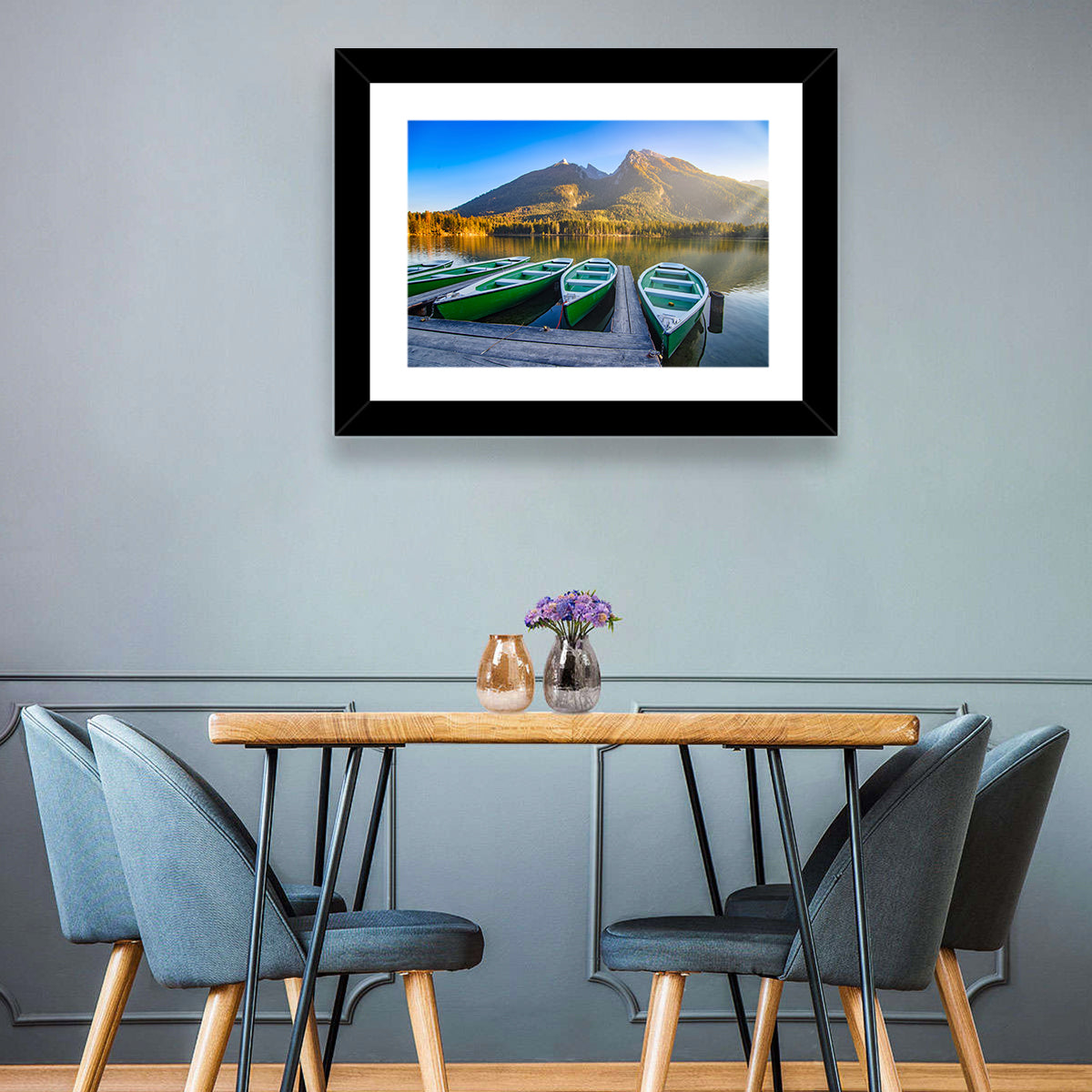 Moored Boats at Hintersee Lake Wall Art