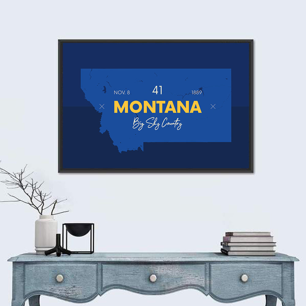 Montana State Map Wall Art