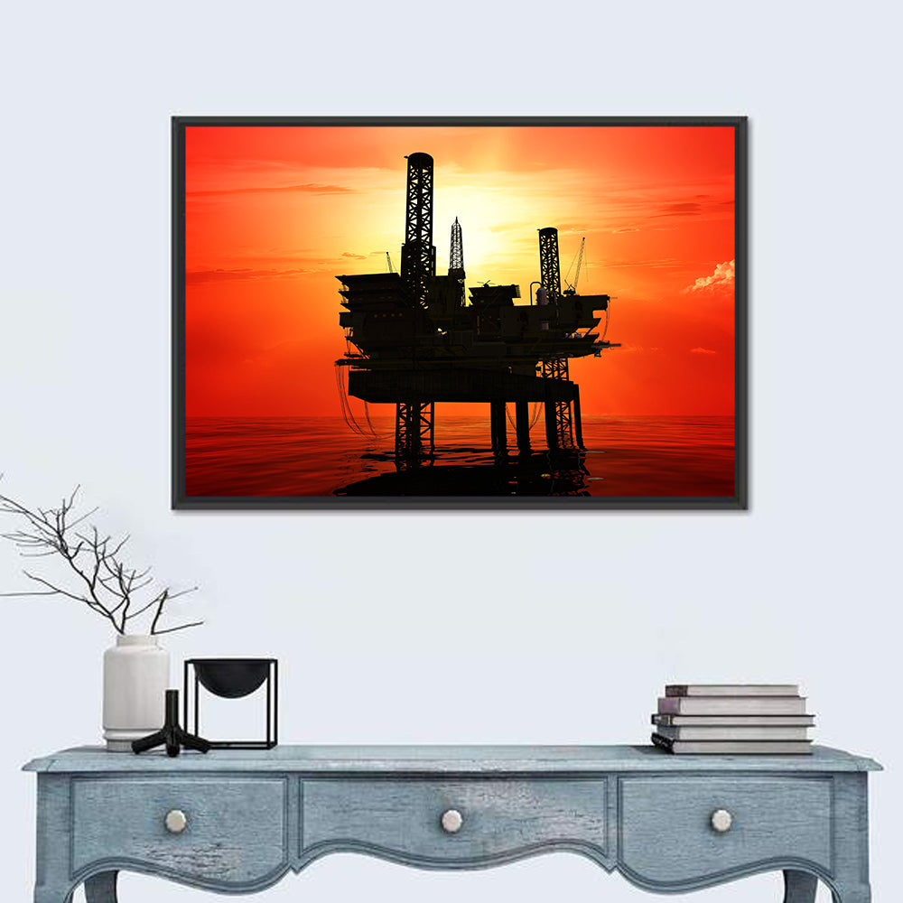 Oil Rig Silhouette Wall Art
