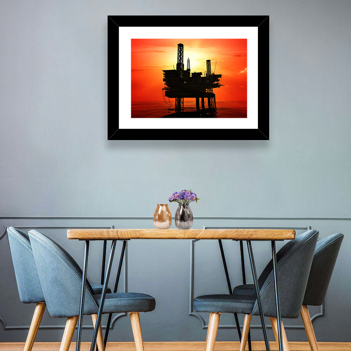 Oil Rig Silhouette Wall Art