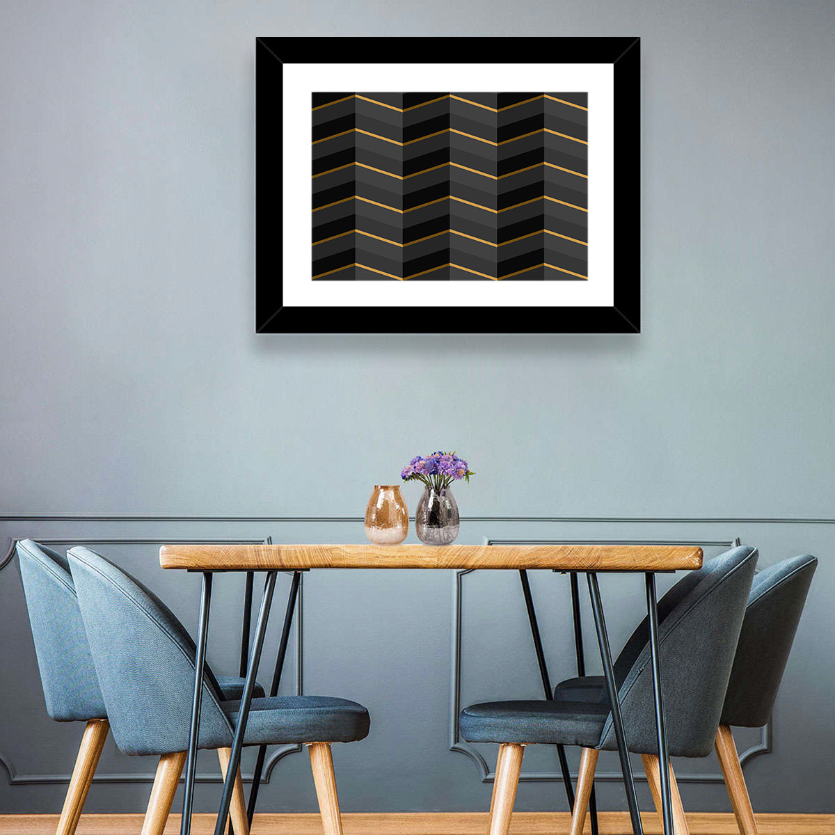 Black Stripes Golden Accent Wall Art