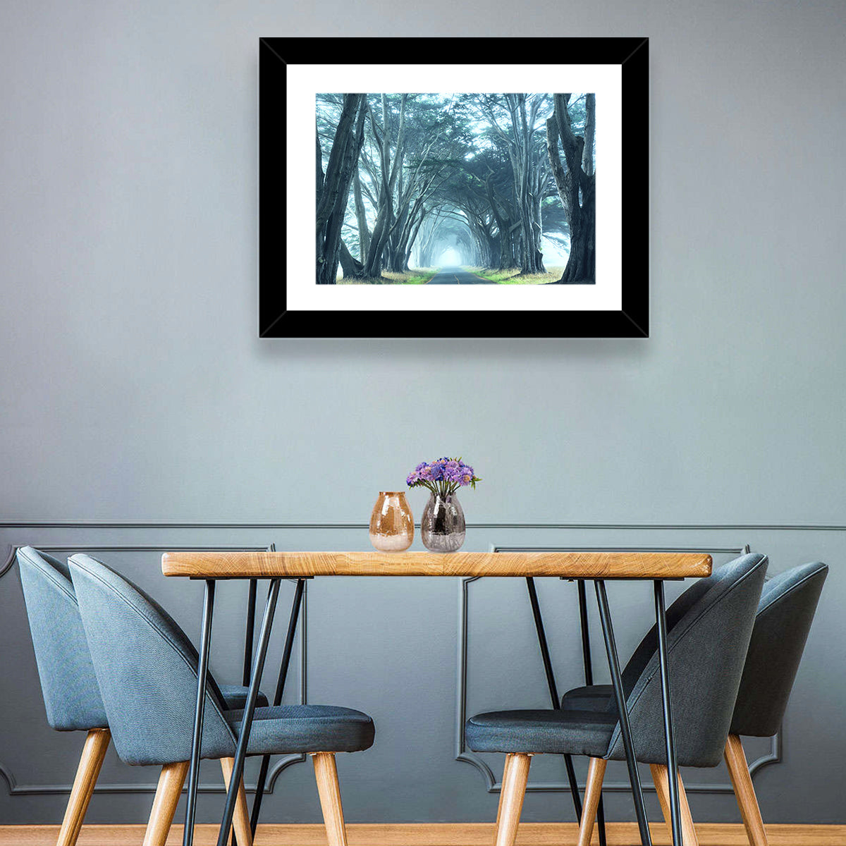 Foggy Trees Alley Wall Art