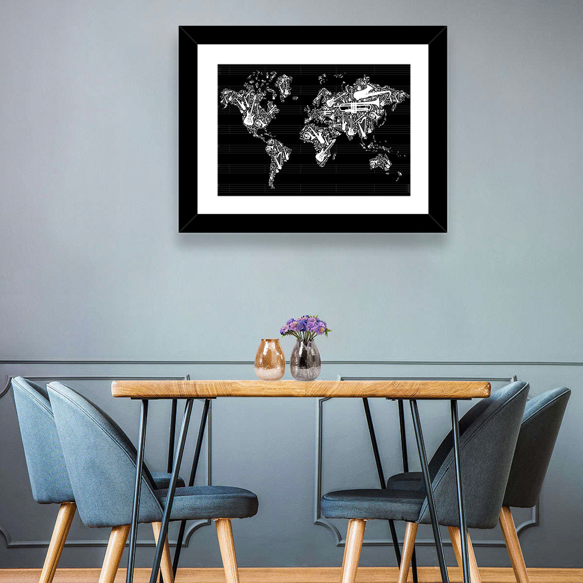 Musical World Map Wall Art
