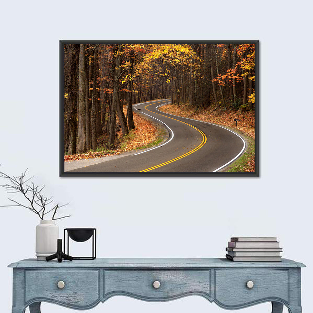 Curvy Autumn Roadway Wall Art