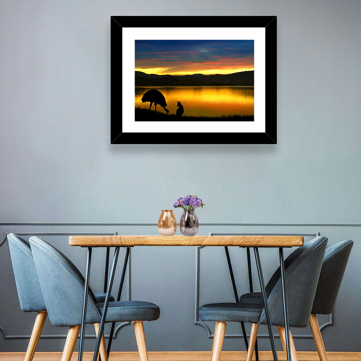 Kangaroo at Lake Sunset Wall Art