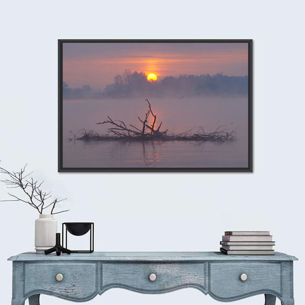 Misty Lake Sunrise Wall Art