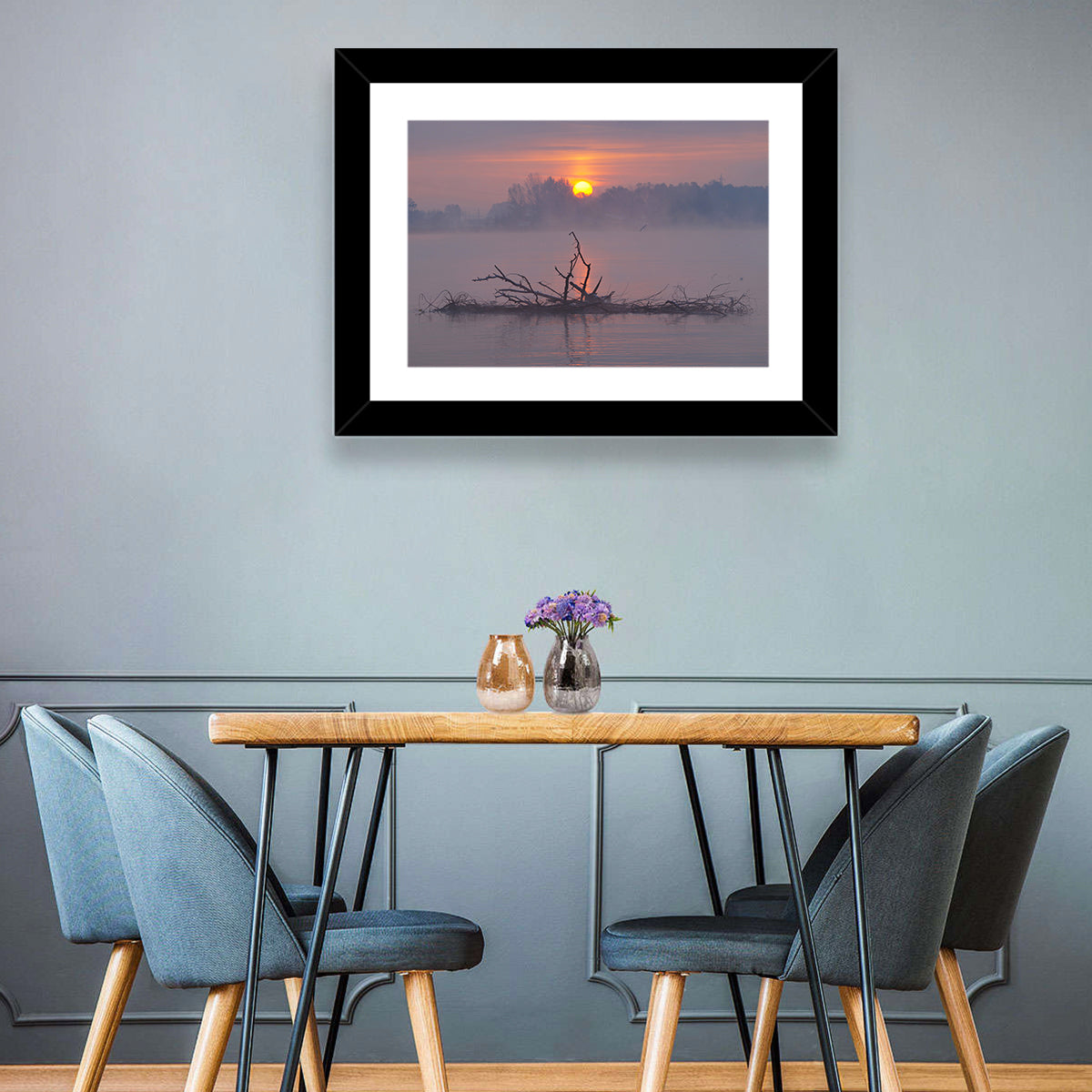 Misty Lake Sunrise Wall Art