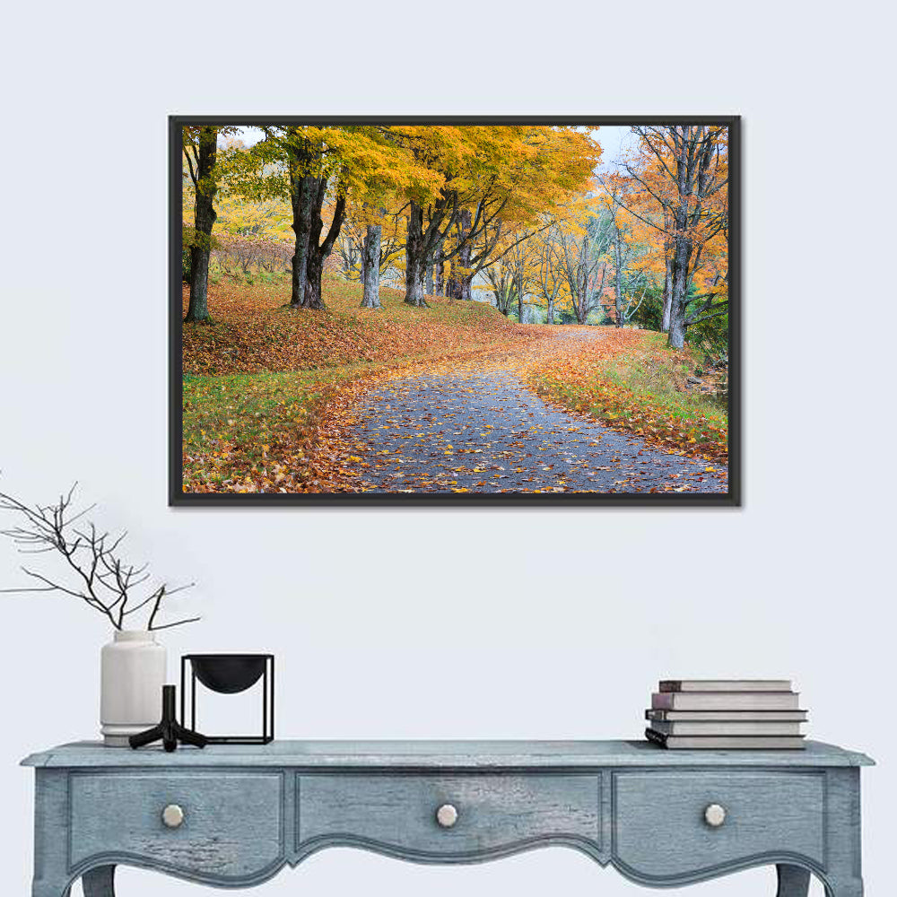 Autumn Leaves on Road Wall Art
