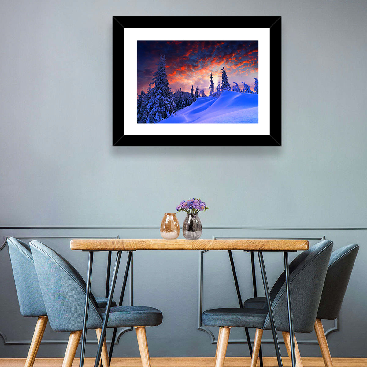 Snowy Mountain Sunset Wall Art