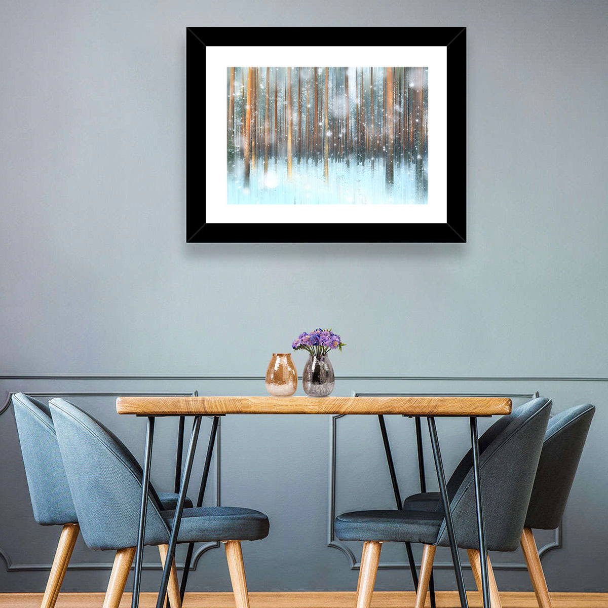Snowy Abstract Forest Wall Art