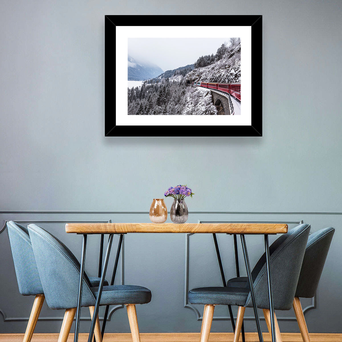 Snowy Mountain & Train Wall Art