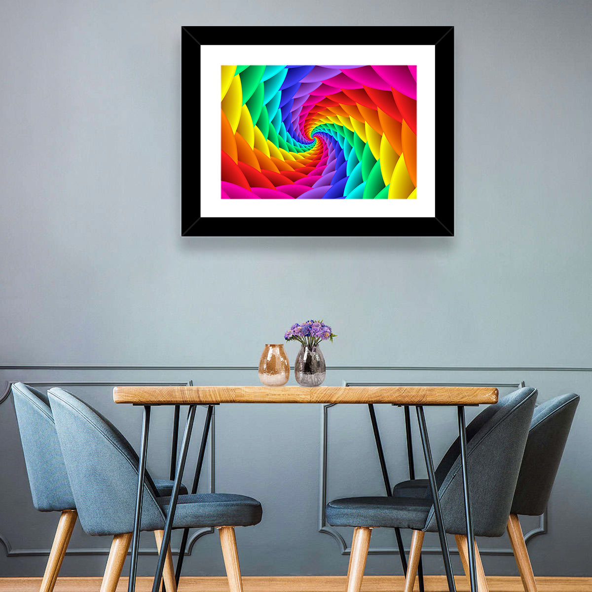 Spiral Rainbow Tunnel Wall Art