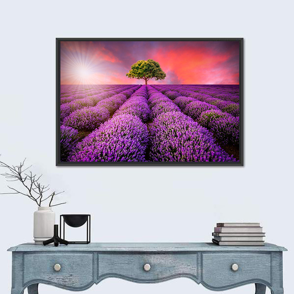 Lavender Field Sunset Wall Art