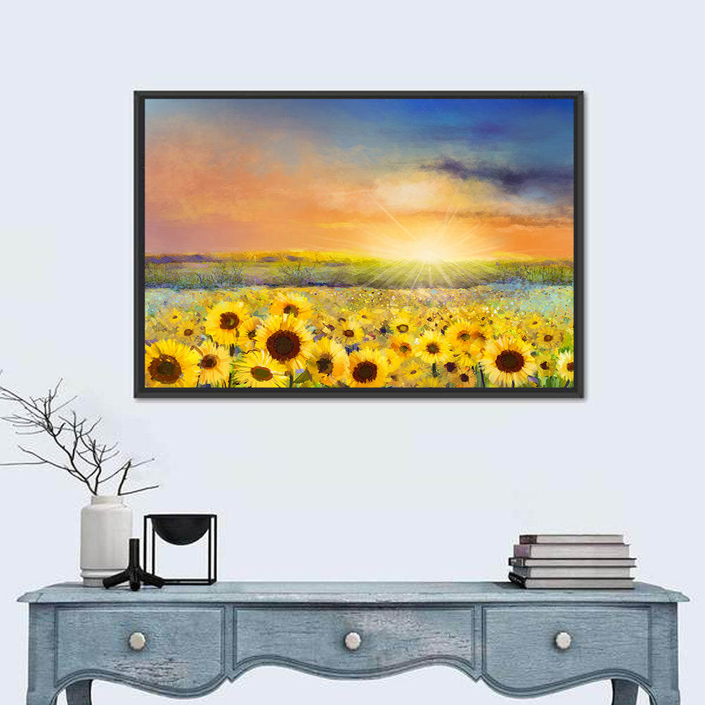 Sunflower Field Sunset Wall Art
