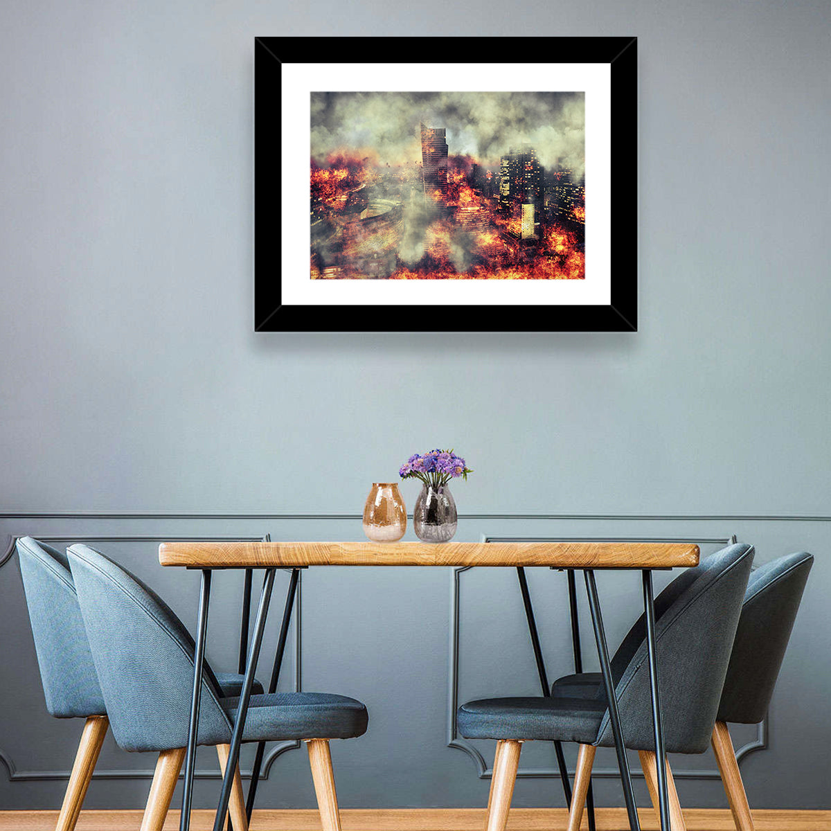 Burning City Abstract Wall Art