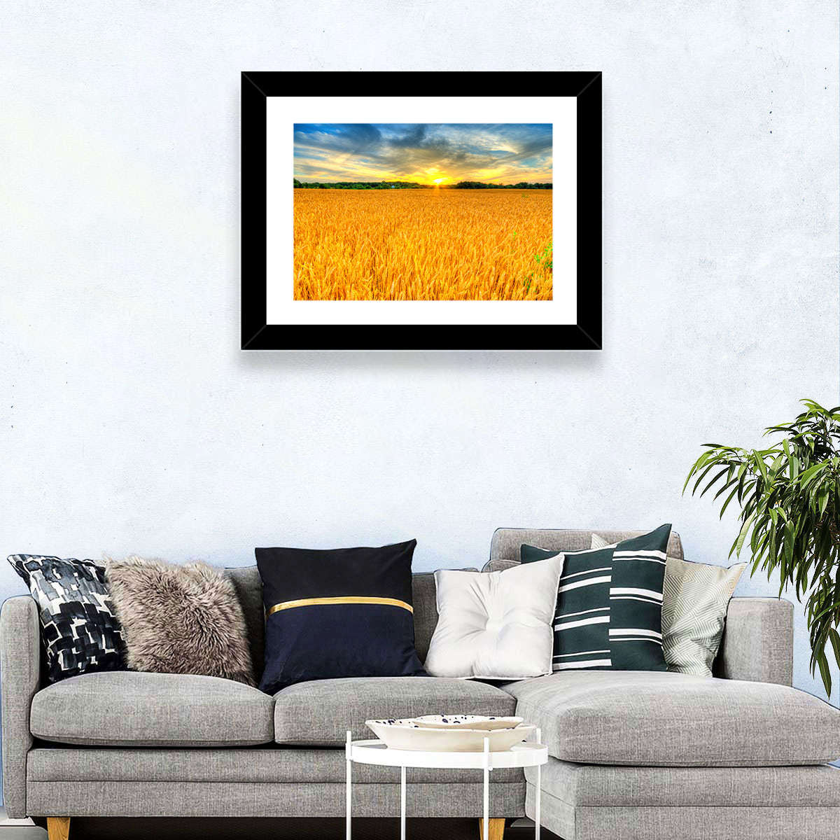 Wheat Field Sunset Wall Art