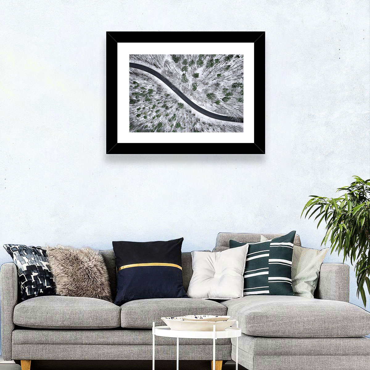 Snowy Forest Road Wall Art
