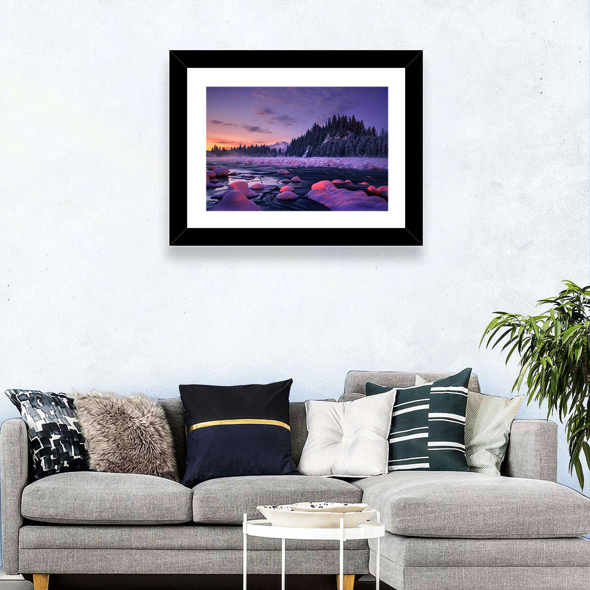 Snowy Trees Winter Night Wall Art