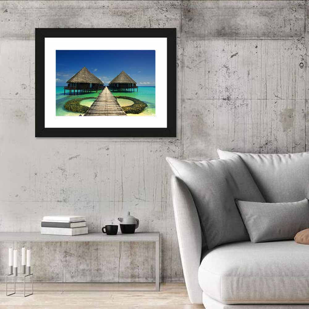 Maldives Tourists Huts Wall Art